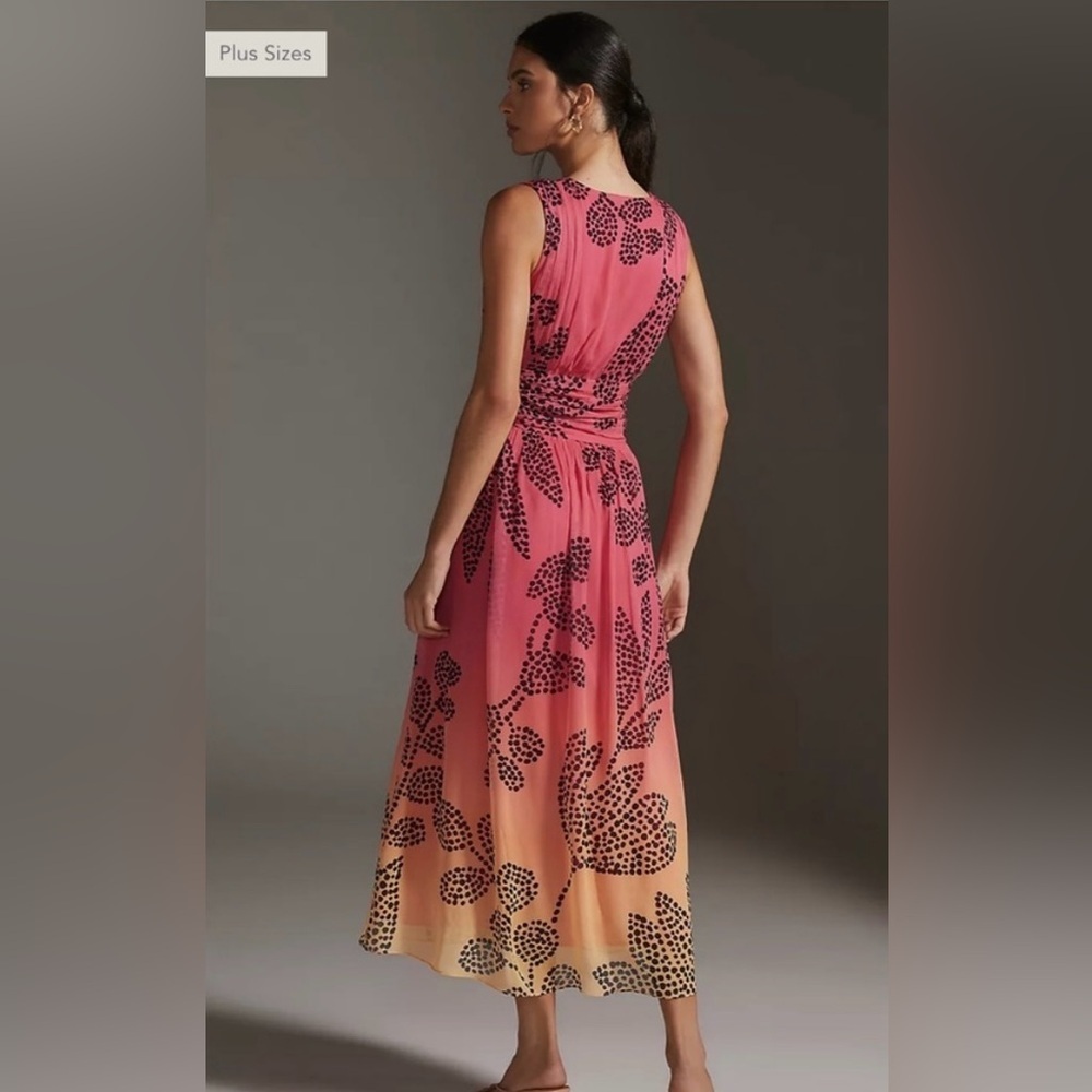 Anthropologie Pink and Orange Maxi Sundress V-Neck​​​ - Picture 9 of 10